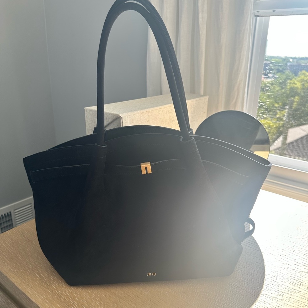 JW PEI Black Tote Bag with Gold Accent Hana Medium